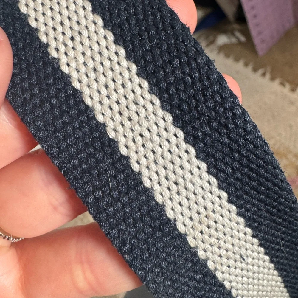 Black and White Woven Stripe Canvas Belt